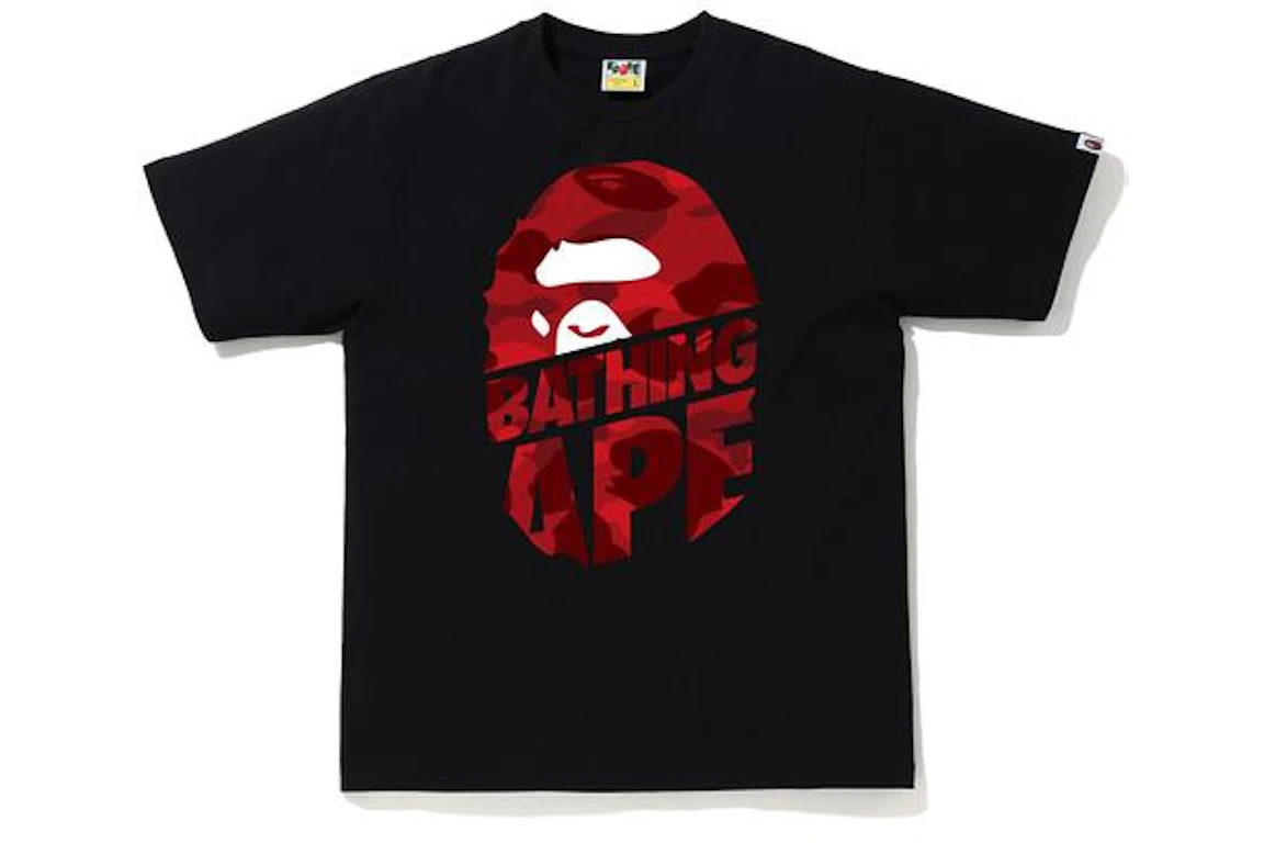 BAPE Color Camo Peek Ape Head T-Shirt Black/Red