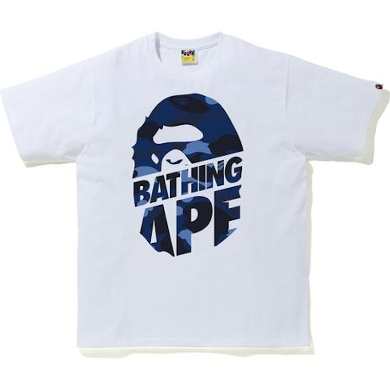 Navy blue bape on sale shirt