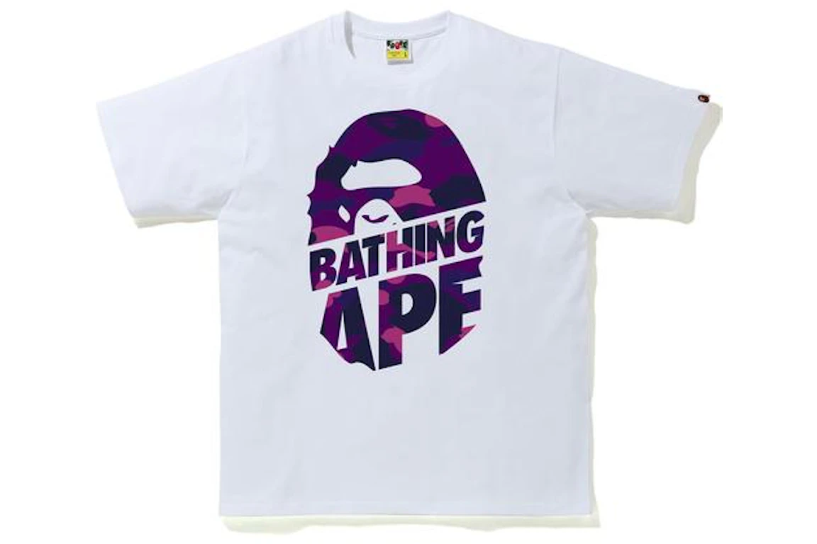 BAPE Color Camo Peek Ape Head T-Shirt White/Purple