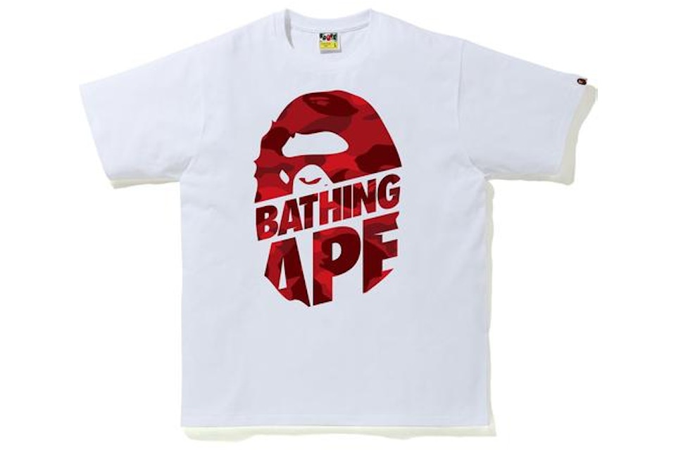 Bape Color Camo Peek Ape Head T Shirt White Red Ss Bape Color Camo Peek Ape Head T Shirt White Red Ss