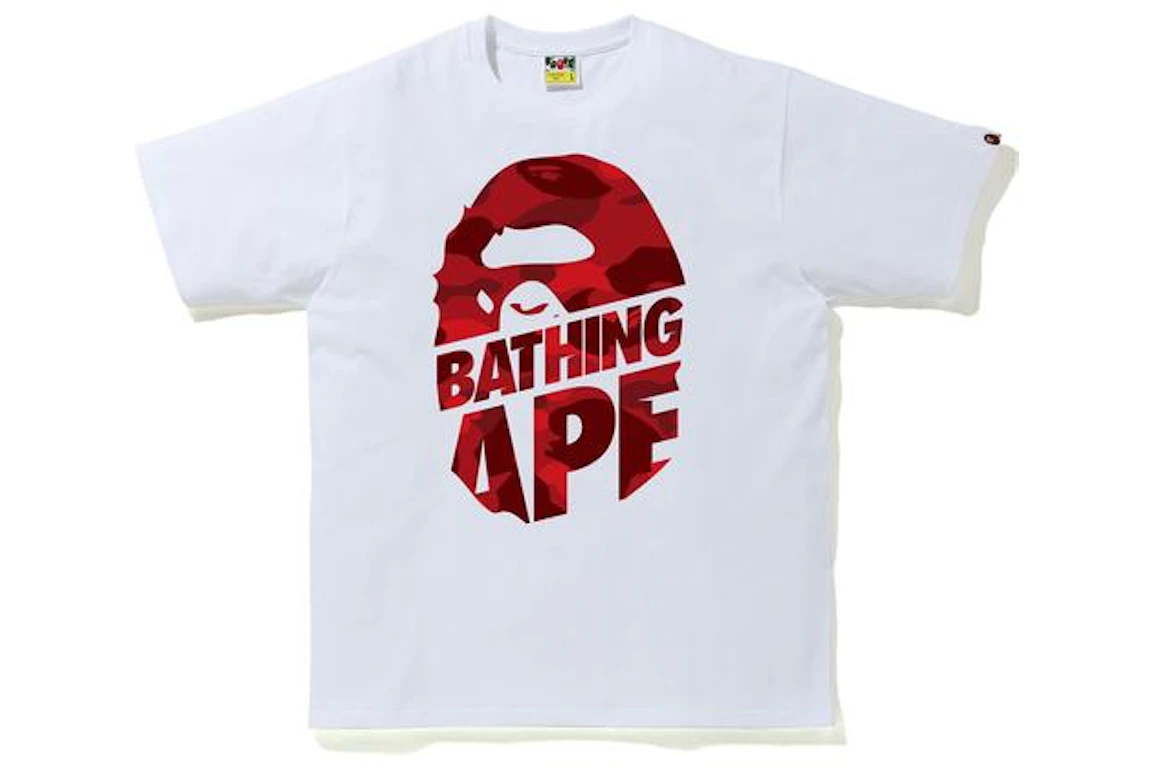 BAPE Color Camo Peek Ape Head T-Shirt White/Red