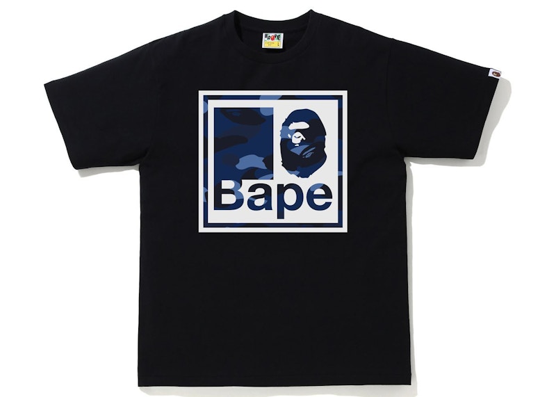 BAPE Farbe Tarnfarbe Quadrangle Tee Schwarz/Marineblau