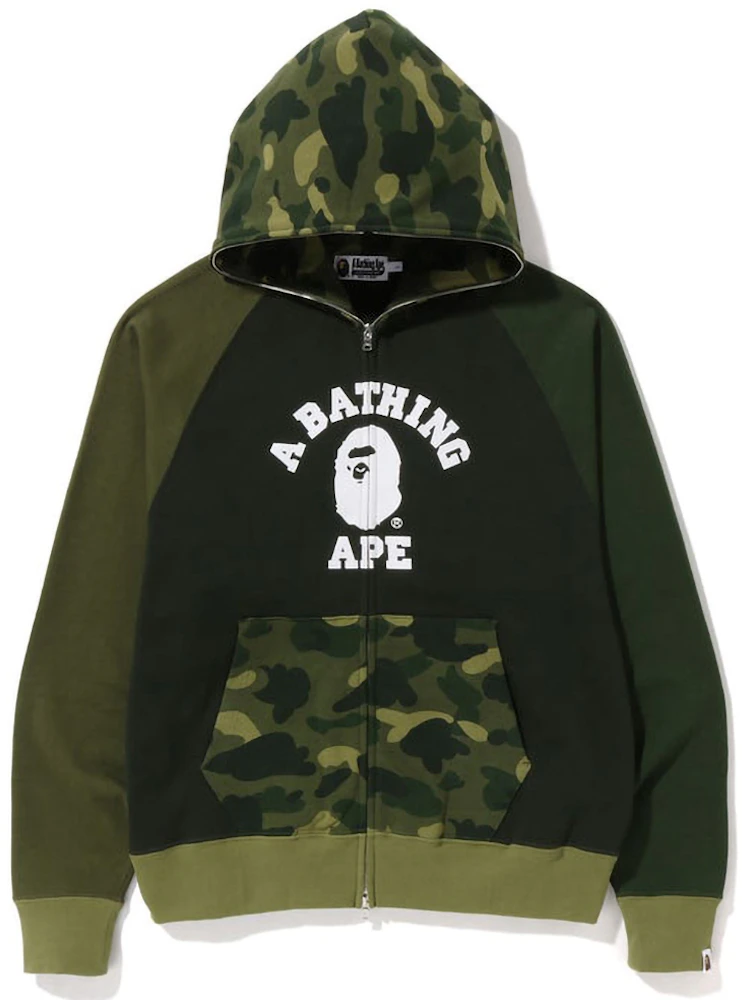 BAPE Color Camo Relaxed Fit Full Zip Hoodie Green Men's - FW22 - US