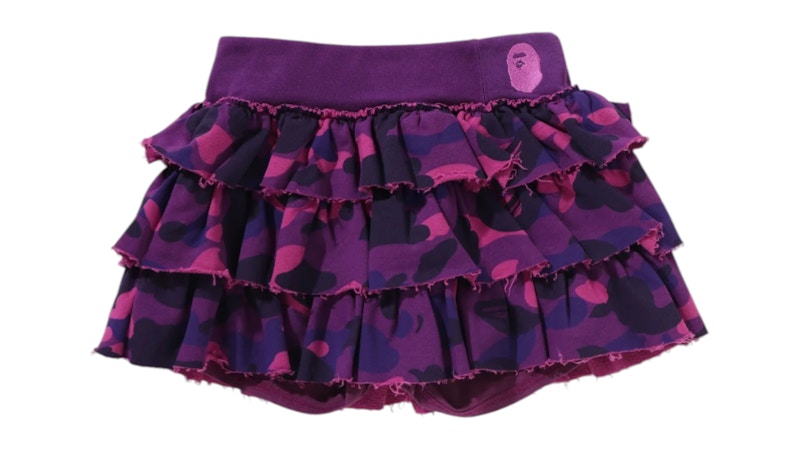 BAPE Color Camo Ruffle Sweat Skirt Purple