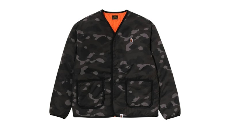 BAPE Color Camo STA Quilting Reversible Light Down Jacket Zwart
