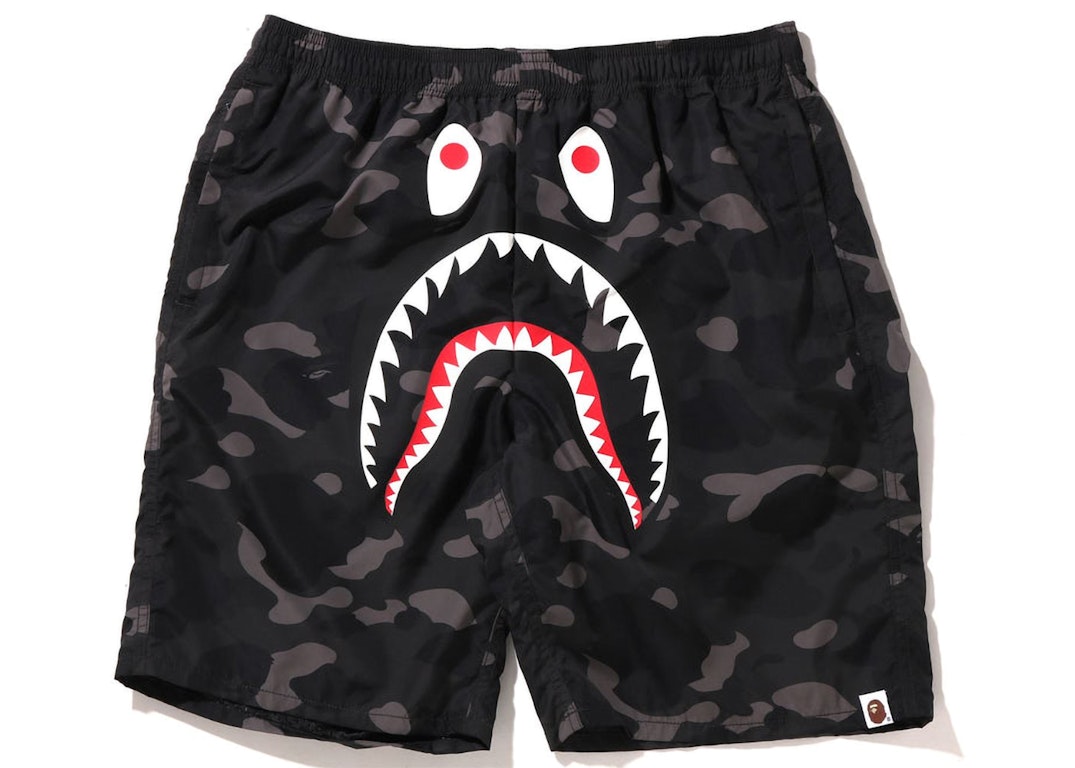 Pre-owned Bape Color Camo Shark Beach Shorts (ss22) Black