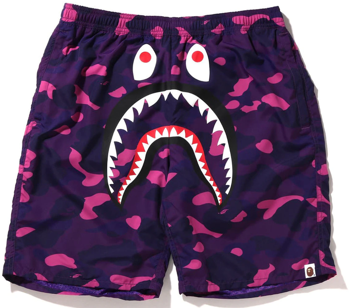 BAPE Color Camo Shark Beach Shorts (SS22) Purple Men's - SS22 - US