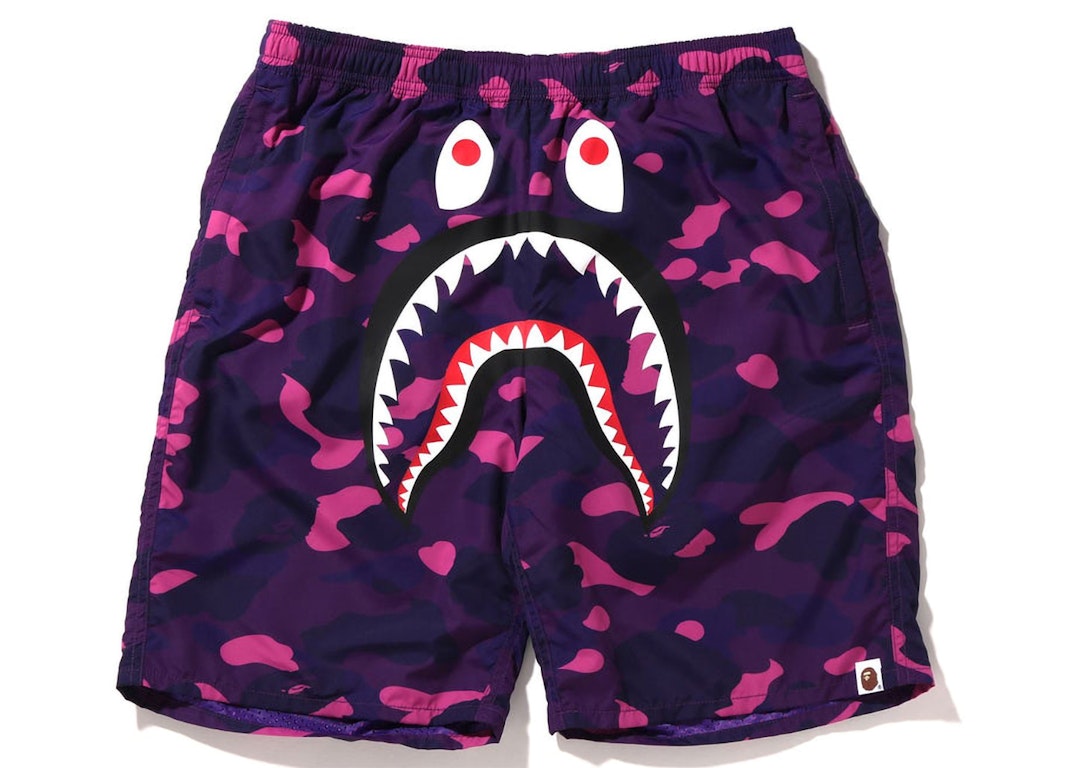 Pre-owned Bape Color Camo Shark Beach Shorts (ss22) Purple