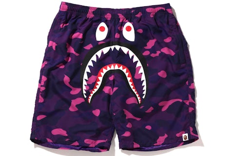 BAPE Color Camo Shark Beach Shorts (SS22) Purple Men's SS22 US