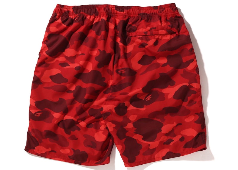 BAPE Color Camo Shark Beach Shorts (SS22) Red Men's - SS22 - US