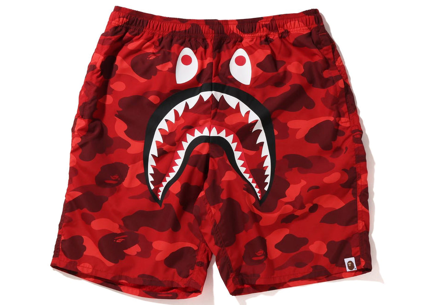 BAPE Color Camo Shark Beach Shorts (SS22) Red Men's - SS22 - US