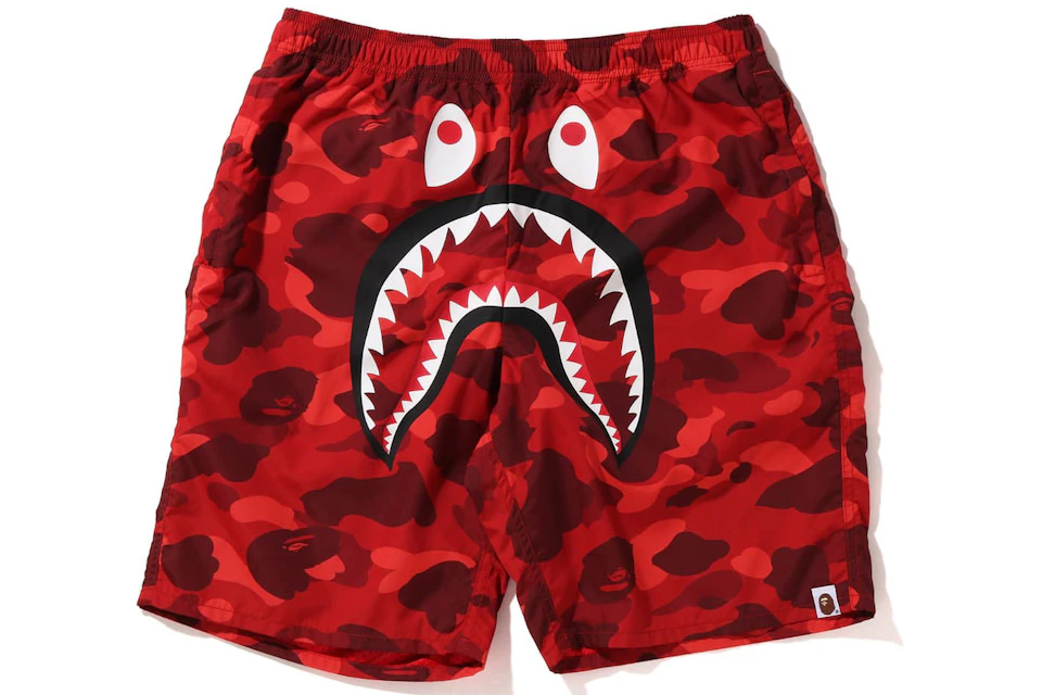 BAPE Color Camo Shark Beach Shorts (SS22) Red