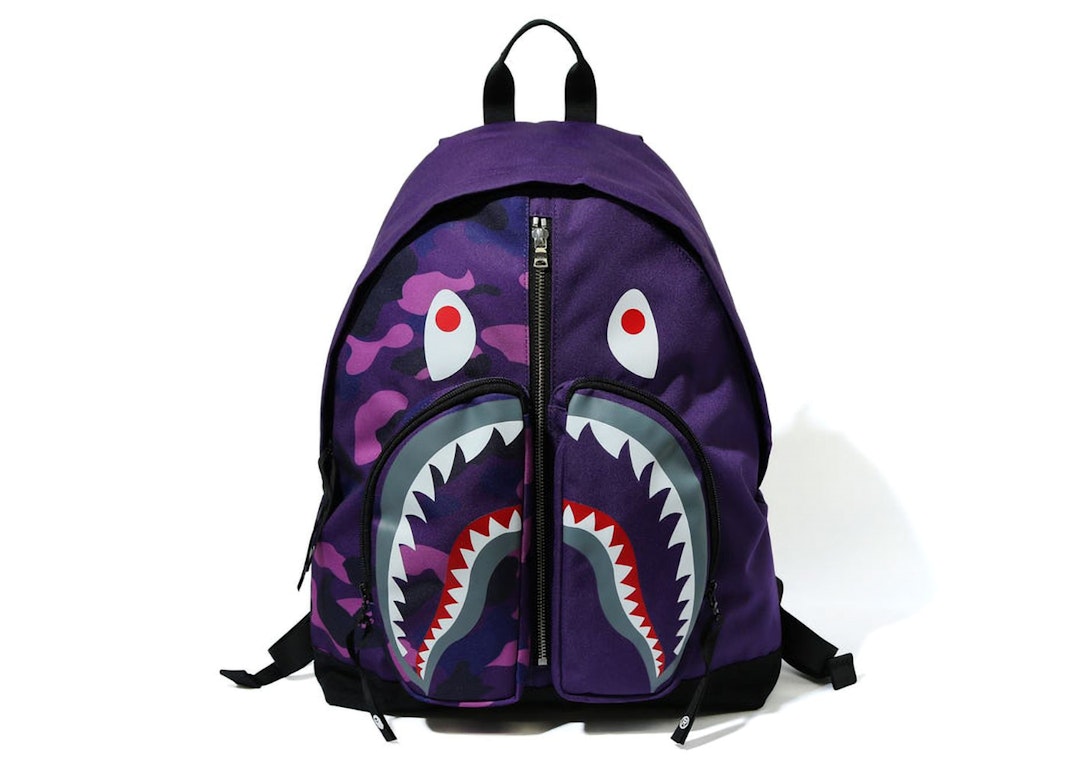 Pre-owned Bape Color Camo Shark Day Backpack Purple