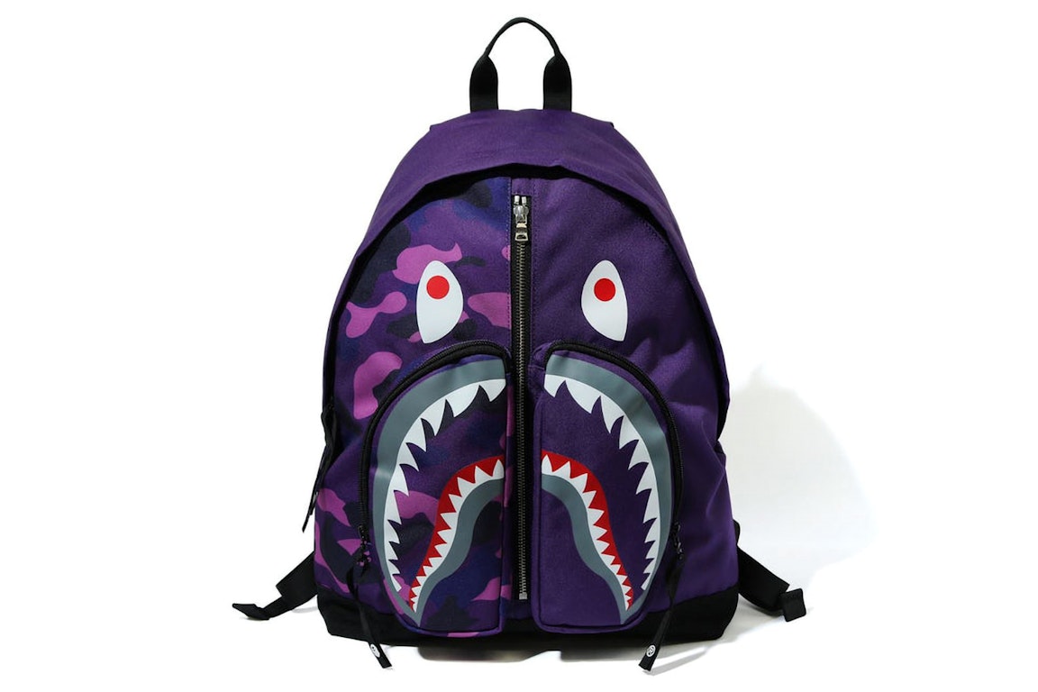 Pre-owned Bape Color Camo Shark Day Backpack Purple