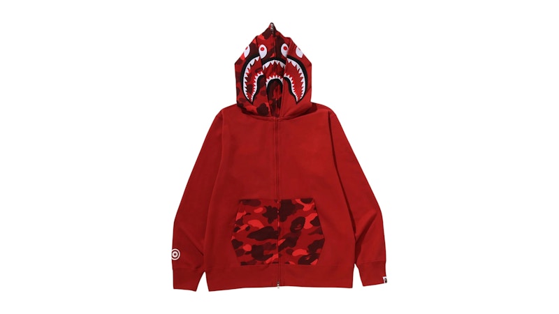BAPE Color Camo Shark Full Zip Double Hoodie Red Men's - SS26 - US
