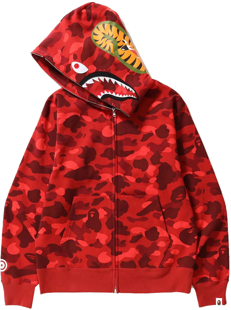 BAPE Color Camo Shark Full Zip Hoodie Red Men's - Permanent Collection - US