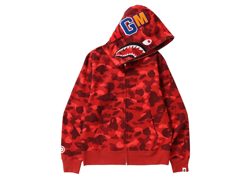 BAPE Color Camo Shark Full Zip Hoodie Red Men's - Multiple - US