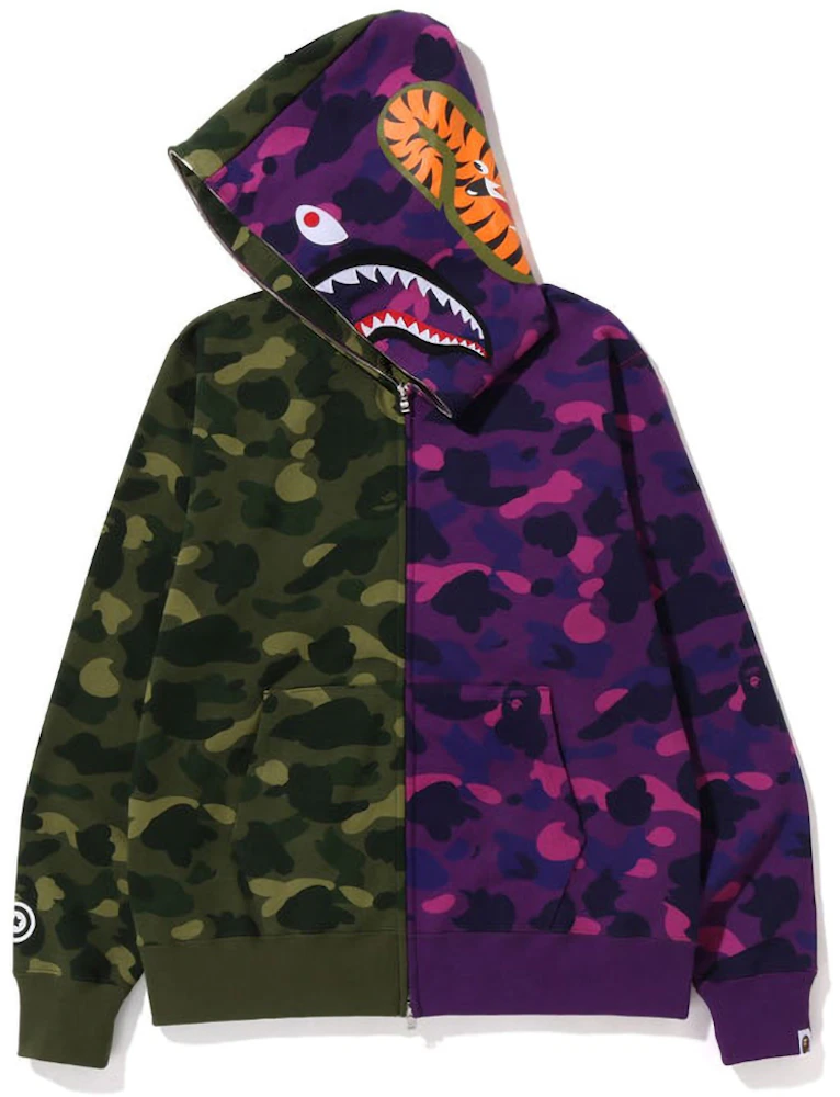 Bape Color Camo Shark Full Zip Hoodie (FW22) Green Purple