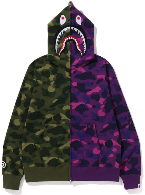 BAPE Color Camo Shark Full Zip Hoodie (FW22) Green Purple Men's