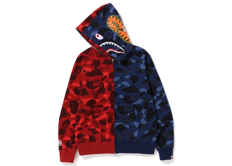 BAPE Color Camo Shark Full Zip Hoodie FW22 Red Navy Men s FW22