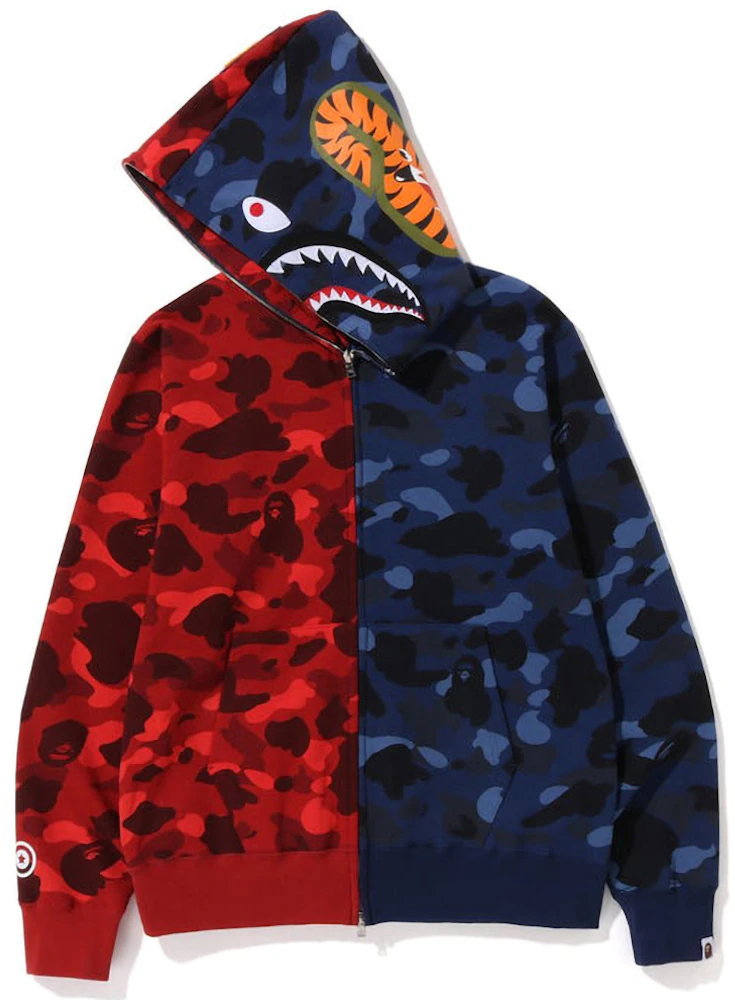 BAPE Color Camo Shark Full Zip Hoodie (FW22) Red Navy Men's - FW22 - US
