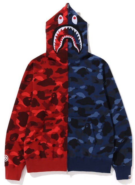 Bape Color Camo Shark Full Zip Hoodie (FW22) Red Navy