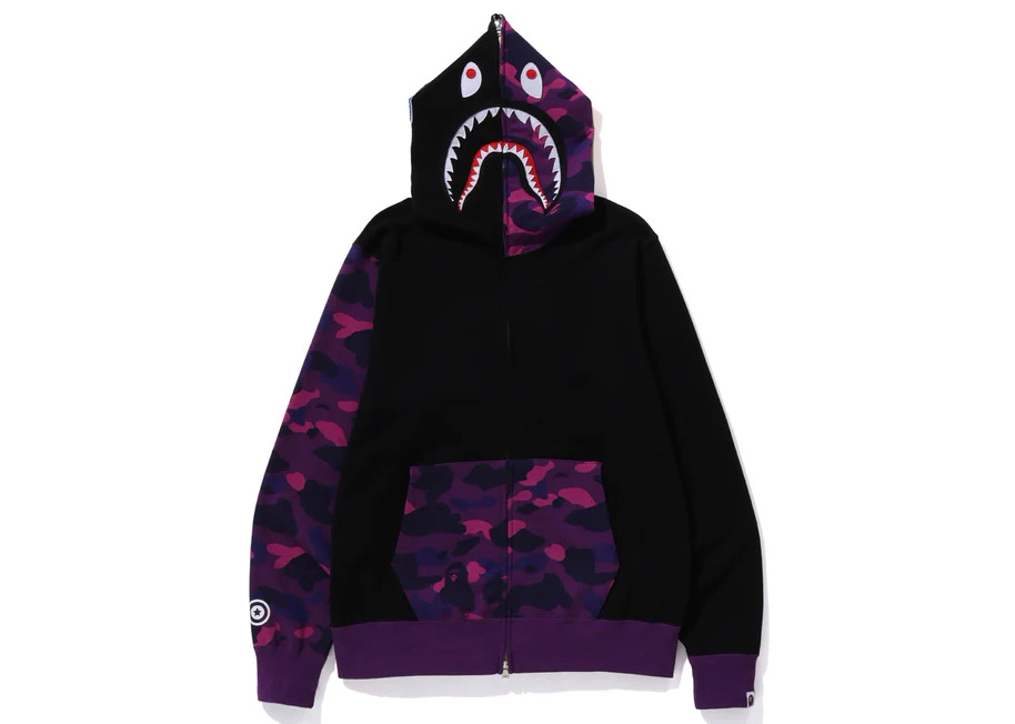 BAPE Color Camo Shark Full Zip Hoodie (FW23) Purple
