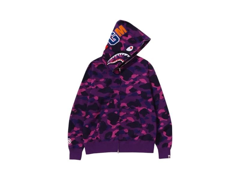 BAPE Color Camo Shark Full Zip Hoodie (FW24) Purple Men's