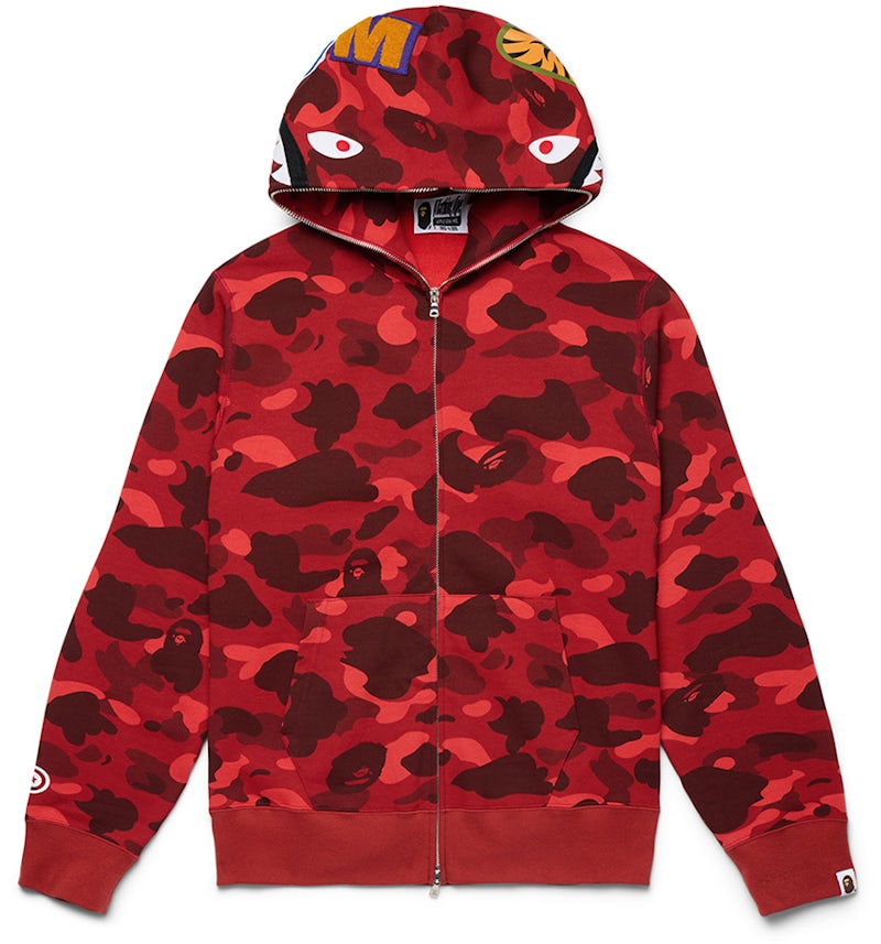 BAPE Color Camo Shark Full Zip Hoodie Red Men's GB