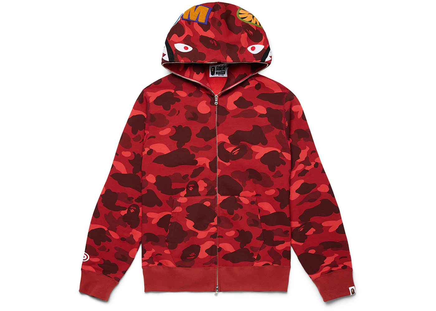BAPE Color Camo Shark Full Zip Hoodie Red Men's US