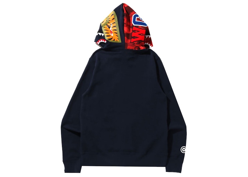 Bape color camo shark full zip hoodie on sale blue