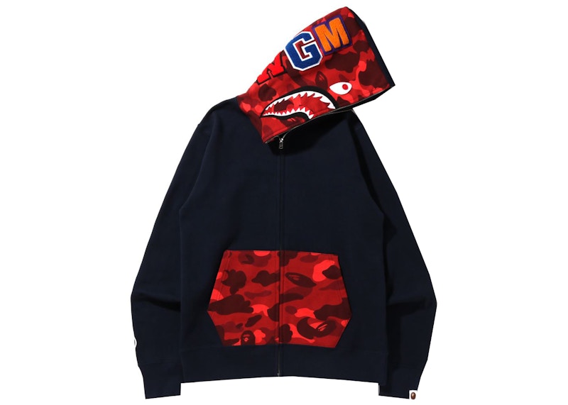 Bape shark hoodie discount red camo full zip