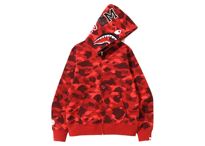 BAPE Color Camo Shark Full Zip Hoodie (SS22) Red