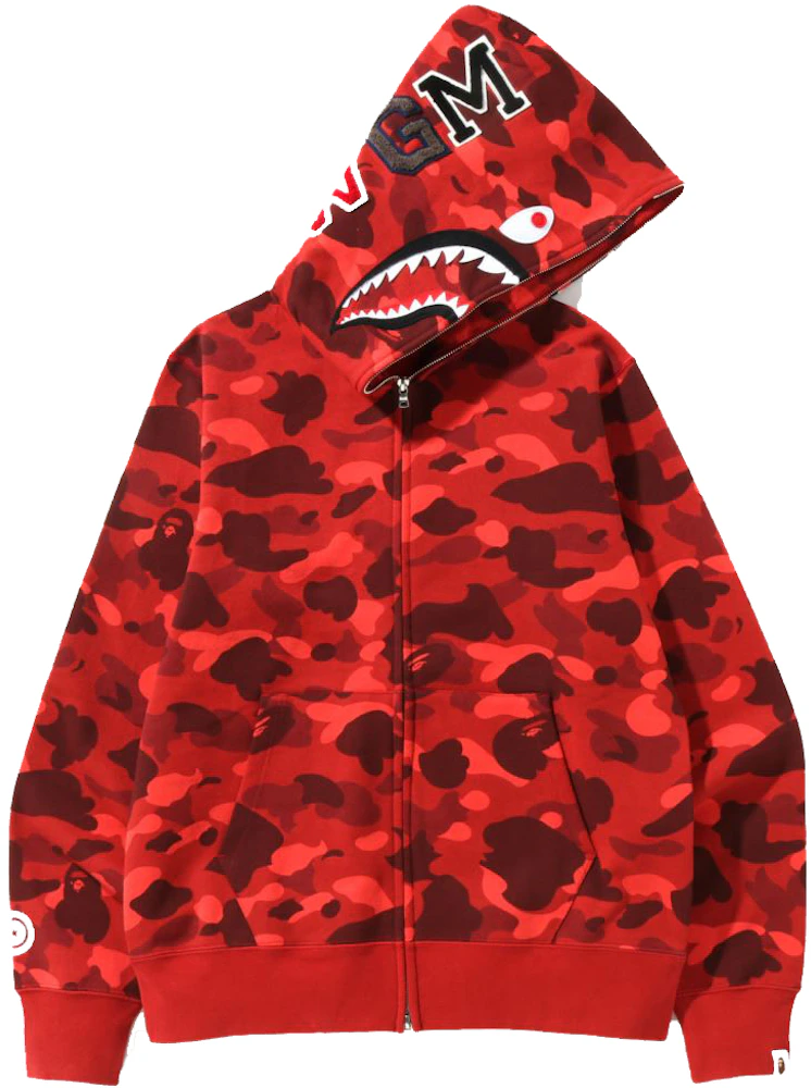 Bape Color Camo Shark Full Zip Hoodie (SS22) Red