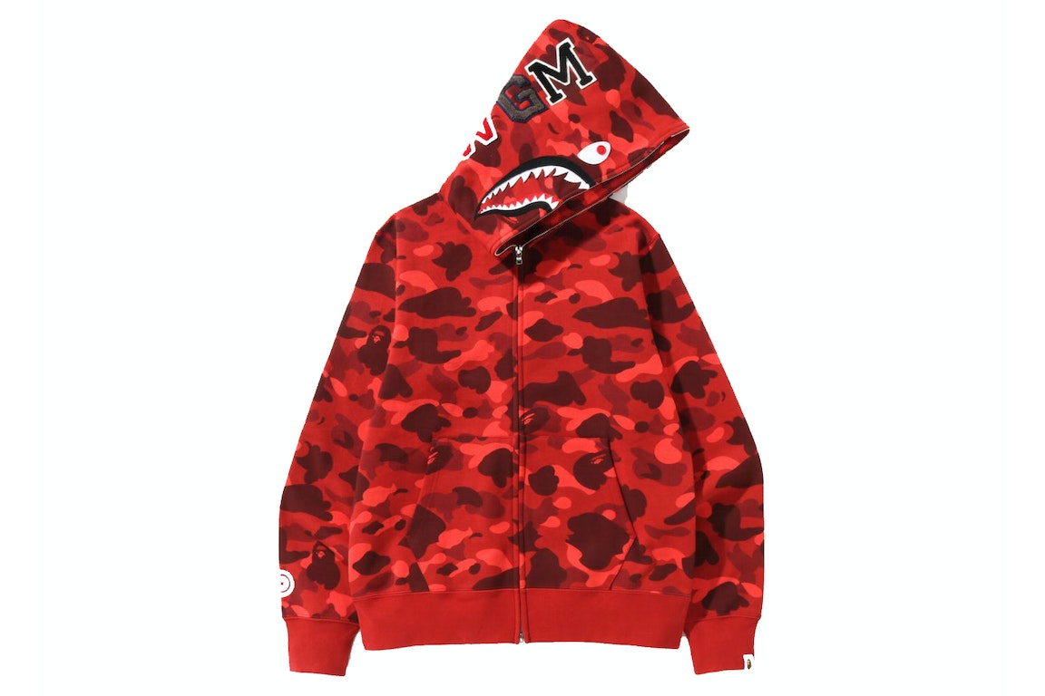 Pre-owned Bape Color Camo Shark Full Zip Hoodie (ss22) Red