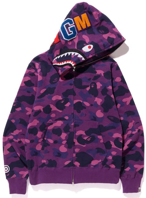 BAPE Color Camo Shark Full Zip Hoodie Purple Men's - US