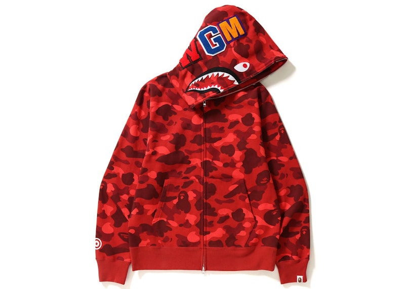 BAPE Color Camo Shark Full Zip Hoodie (SS23) Red