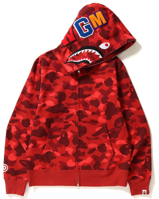 Bape Color Camo Shark Full Zip Hoodie 'Red' | Men's Size S