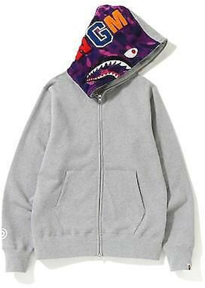 A Bathing Ape Color Camo Shark Full Zip Hoodie - Grey/Purple – Grails SF