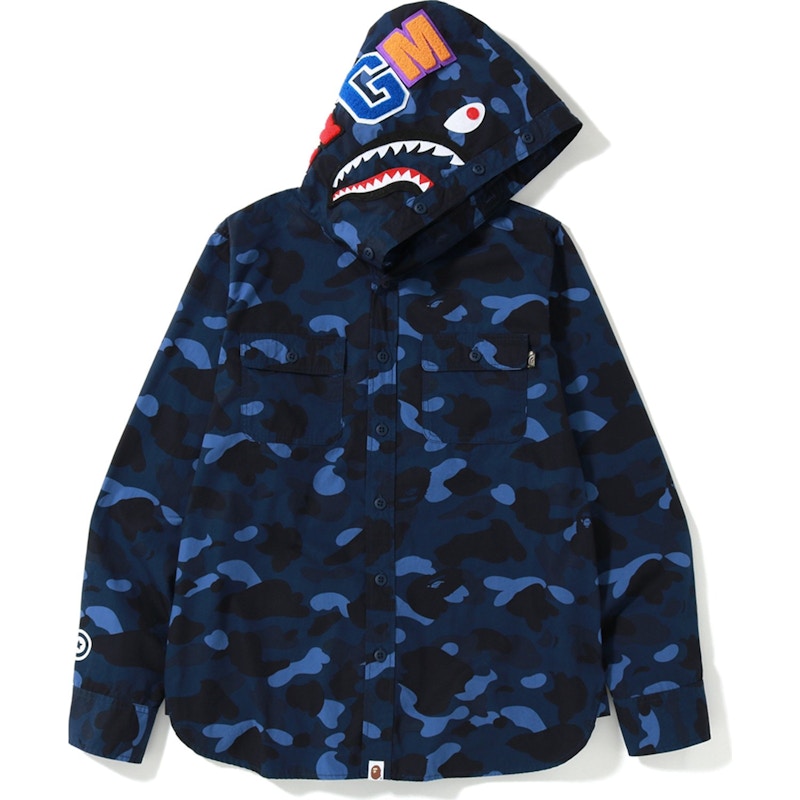 BAPE Color Camo Shark Hoodie Shirt Blue - FW19 Men's - US