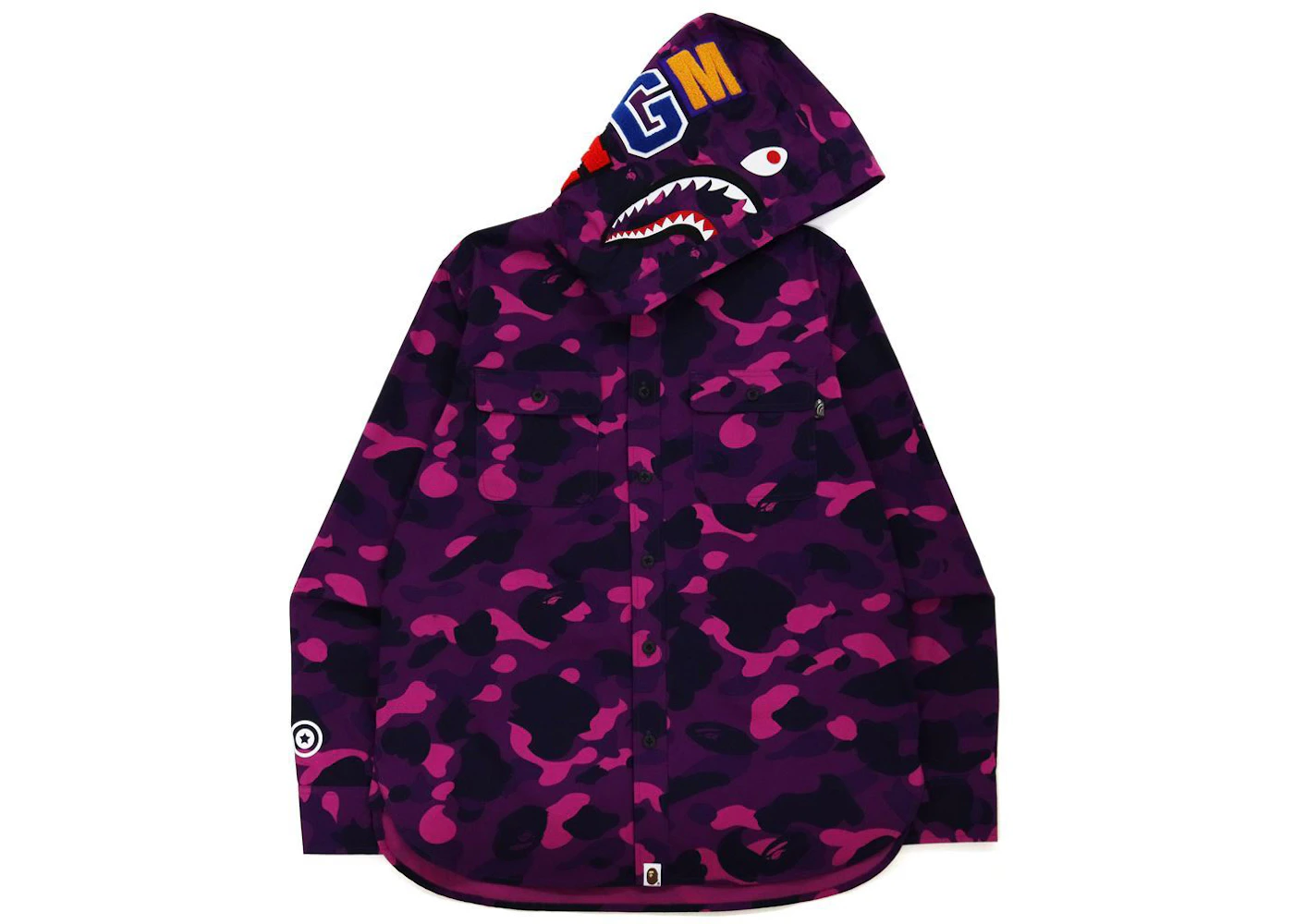 BAPE Color Camo Shark Hoodie Shirt (FW21) Purple Men's - FW21 - US
