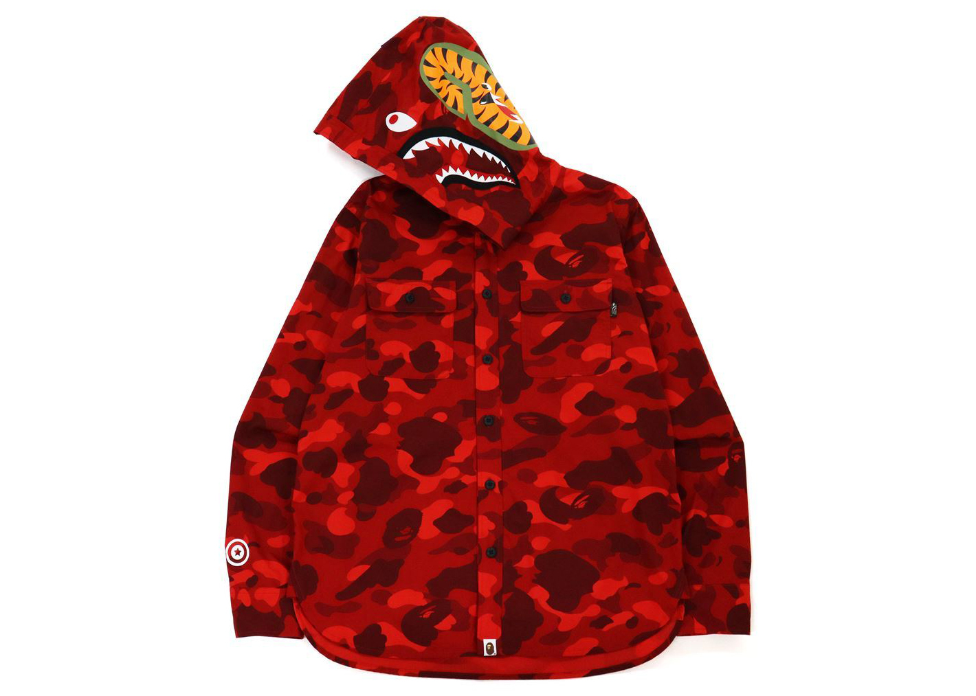 BAPE Color Camo Shark Hoodie Shirt (FW21) Red Men's - FW21 - US