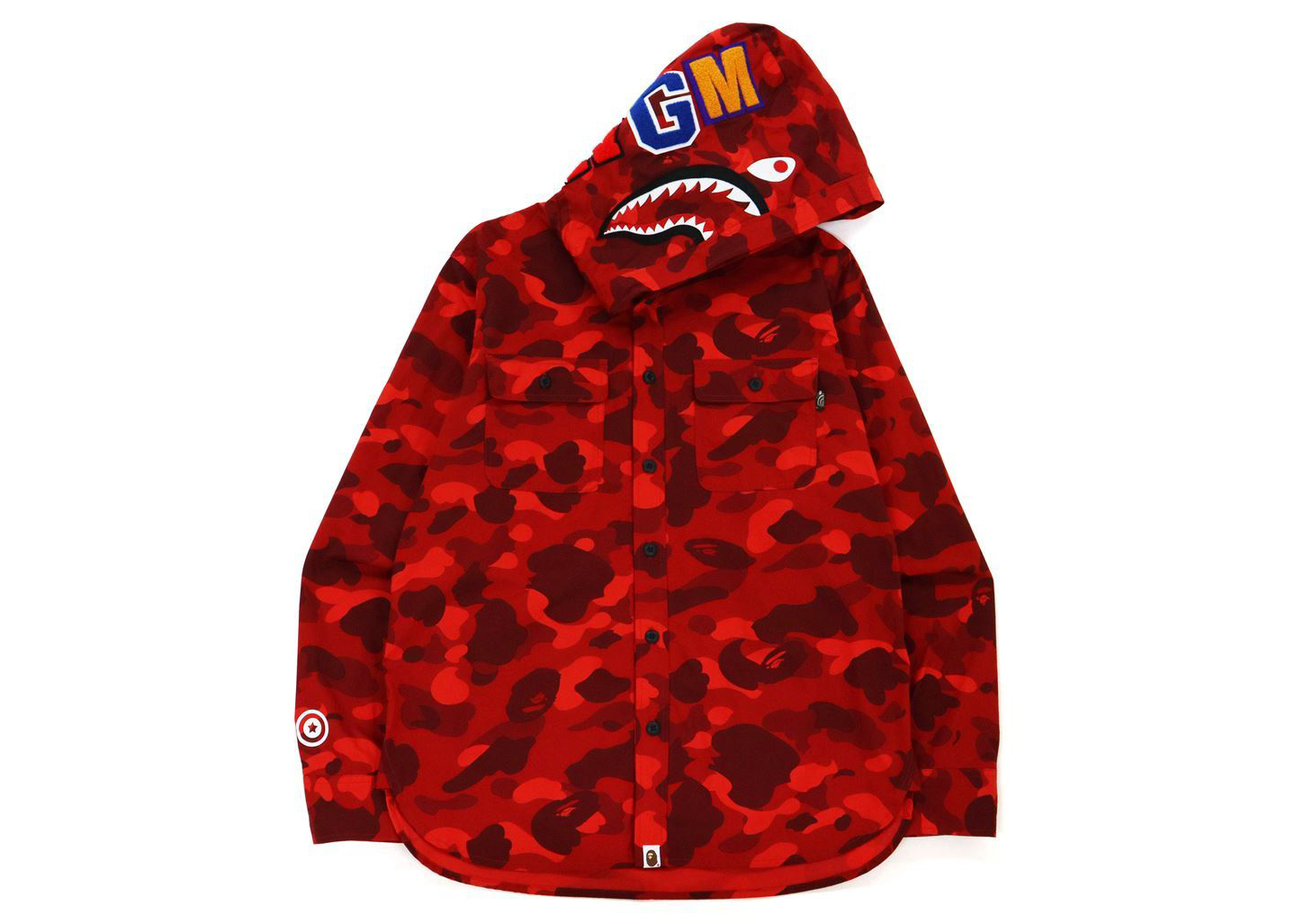 BAPE Color Camo Shark Hoodie Shirt (FW21) Red Men's - FW21 - US