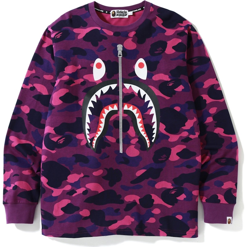 BAPE Color Camo Shark L/S Tee Purple - FW19 Men's - US