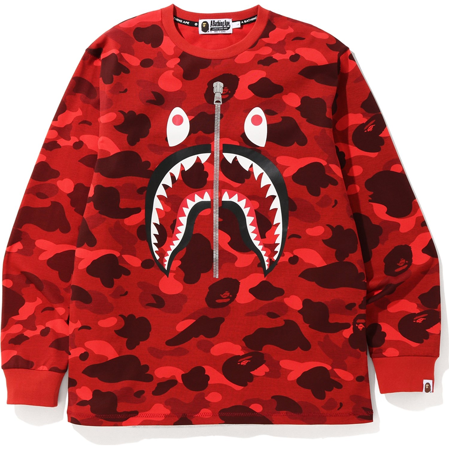 BAPE Color Camo Shark L/S Tee Red Men's - FW19 - US