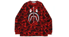 BAPE Color Camo Shark Relaxed Fit L/S Tee Red