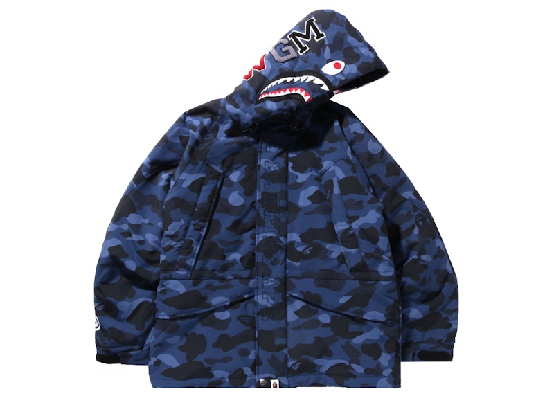 BAPE Color Camo Shark Snowboard Down Jacket Navy