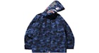 BAPE Color Camo Shark Snowboard Down Jacket Navy