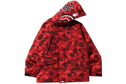 BAPE Color Camo Shark Snowboard Down Jacket Red Men's SS22 US
