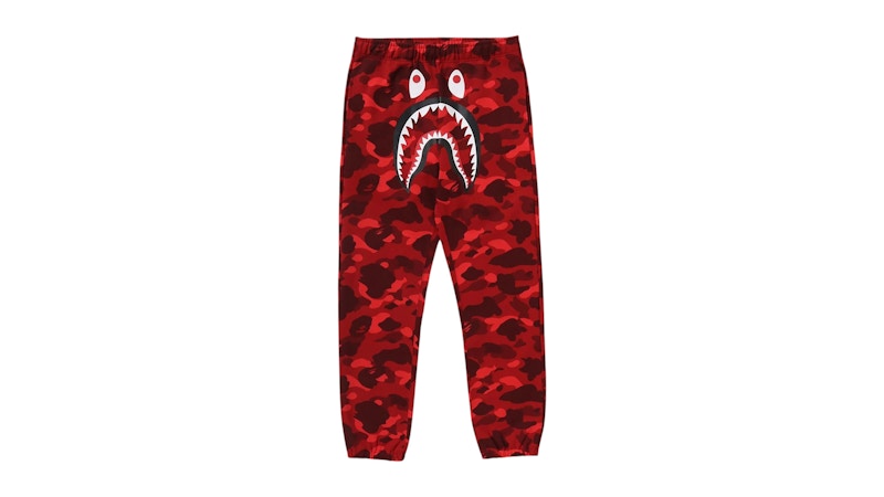 BAPE Color Camo Shark Sweat Pants Red